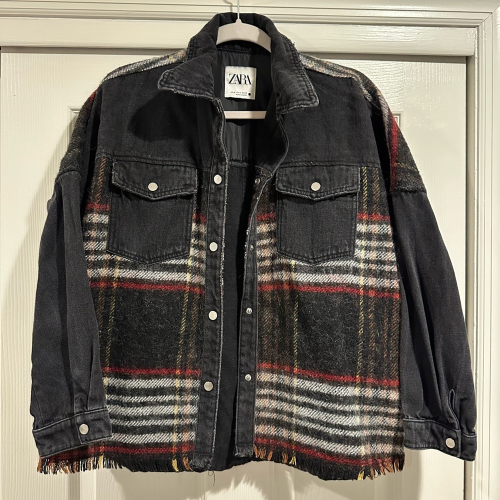 Zara Plaid Jacket with Black Denim